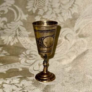 Vintage Russian .875 Silver Niello Goblet Soviet Shot Cup Barware Decor